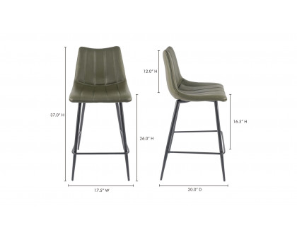 Moe's Alibi Contemporary Counter Stool Set of 2 - Dark Green