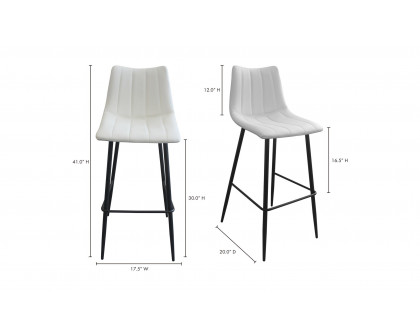 Moe's Alibi Contemporary Bar Stool Set of 2 - Cream White