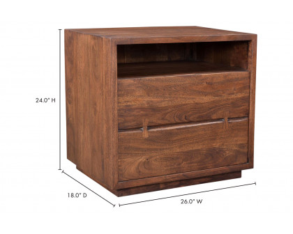 Moe's Madagascar 2 Drawer Nightstand - Brown