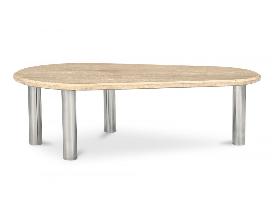 Moe's - Fia Modern Triangular Coffee Table in Beige Travertine