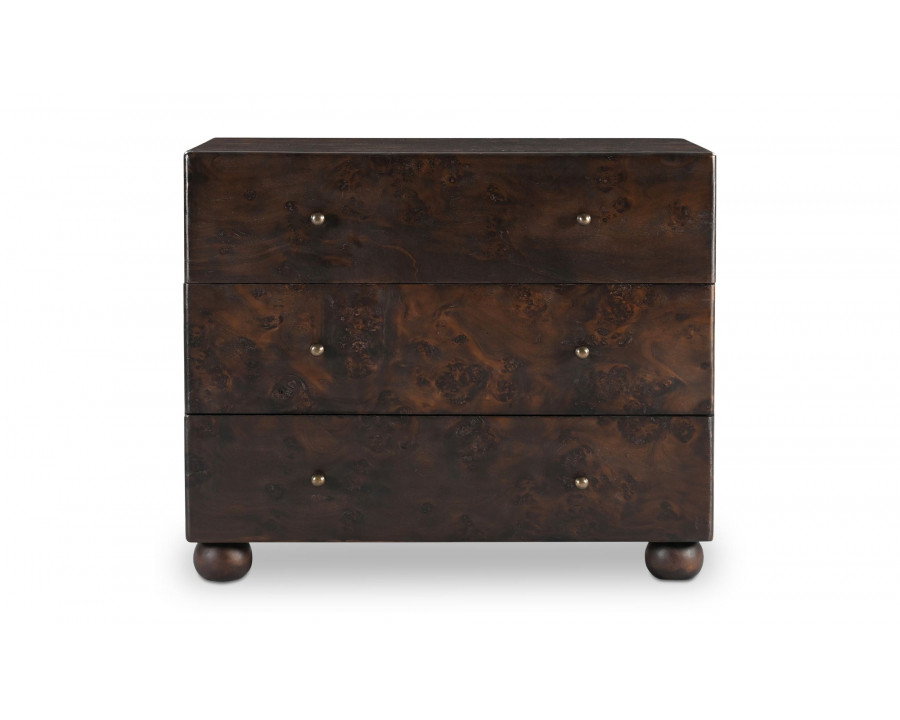 Moe's York Modern 3 Drawers Nightstand - Dark Brown