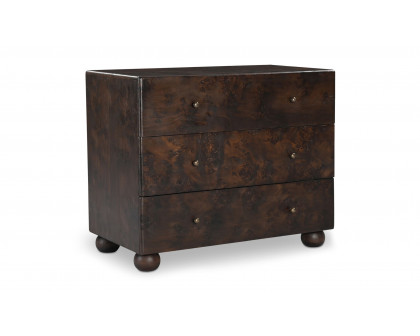 Moe's York Modern 3 Drawers Nightstand - Dark Brown