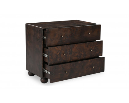 Moe's York Modern 3 Drawers Nightstand - Dark Brown