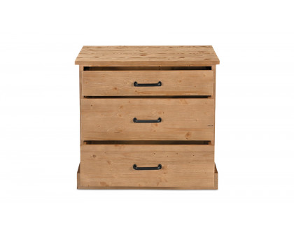 Moe's - Tade Rustic 3 Drawers Nightstand in Honey Pine