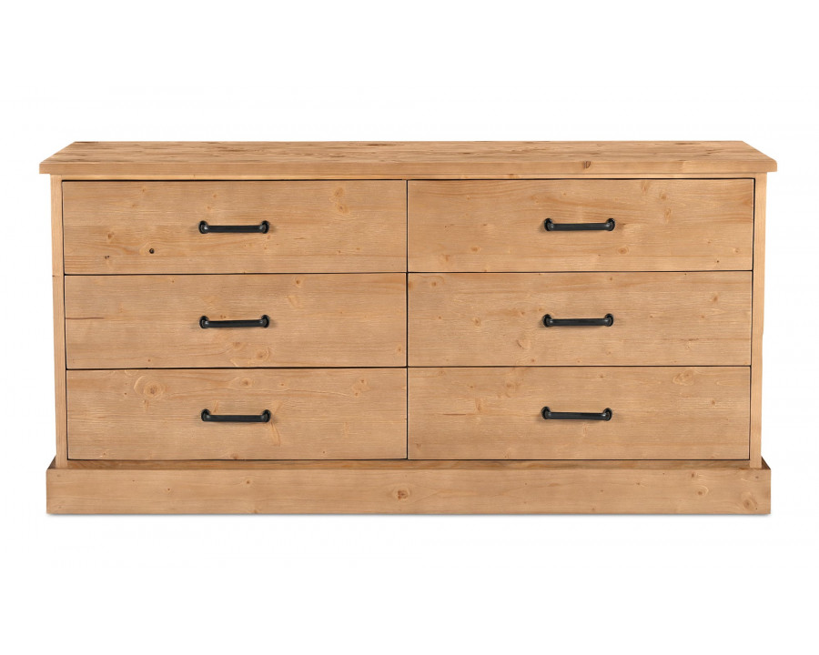 Moe's - Tade Rustic 6 Drawers Dresser in Honey Pine