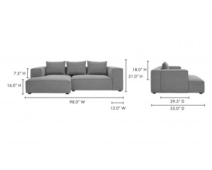 Moe's Basque Sectional - Soft Gray, Left Facing