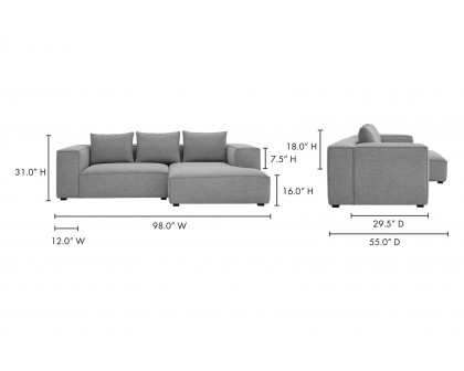 Moe's Basque Sectional - Soft Gray, Right Facing