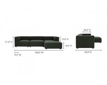 Moe's Romy Lounge Contemporary Modular Sectional - Dark Green