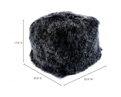 Moe's Lamb Fur Pouf - Black