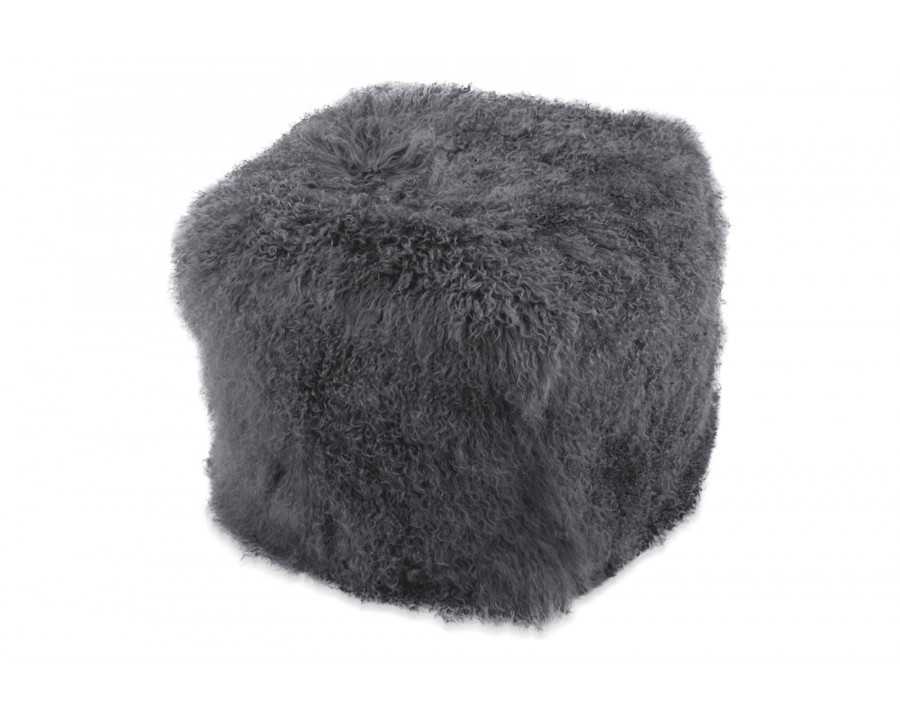 Moe's Lamb Fur Pouf - Charcoal Gray