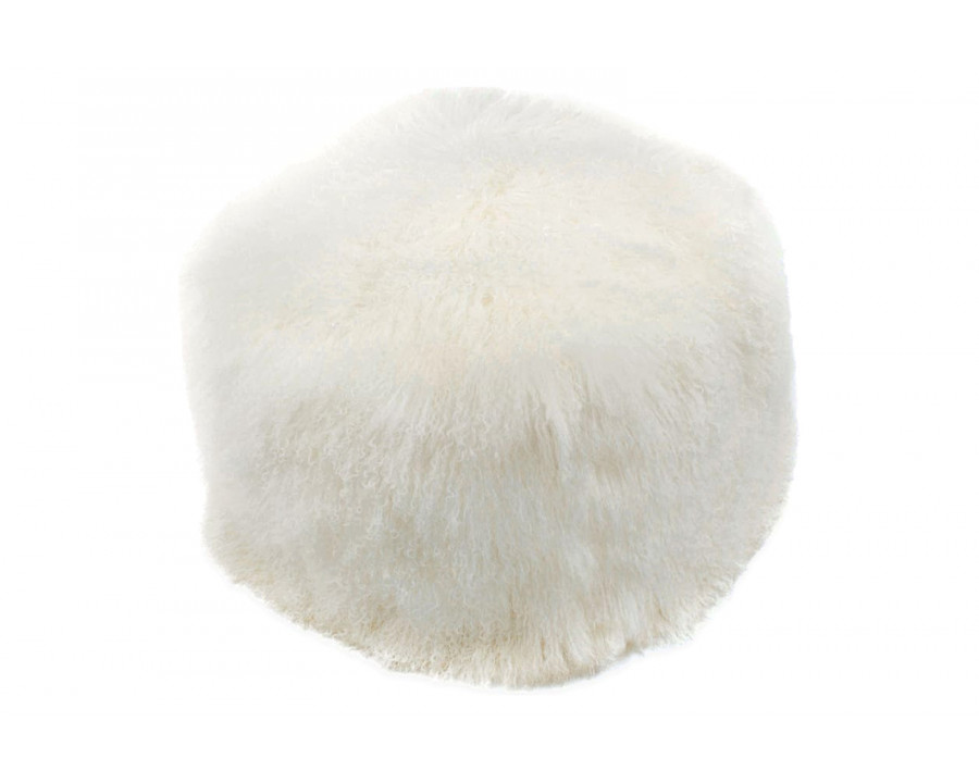 Moe's Lamb Fur Pouf - White