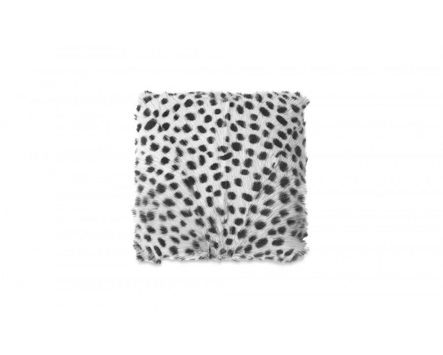 Moe's - Contemporary Spotted Goat Fur Pouf in Light Gray