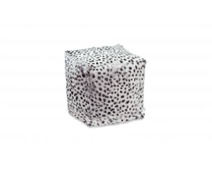 Moe's - Contemporary Spotted Goat Fur Pouf in Light Gray