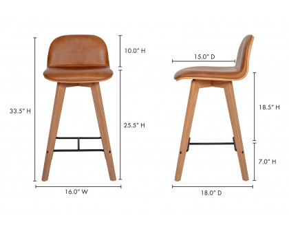 Moe's Napoli Leather Counter Stool - Tan