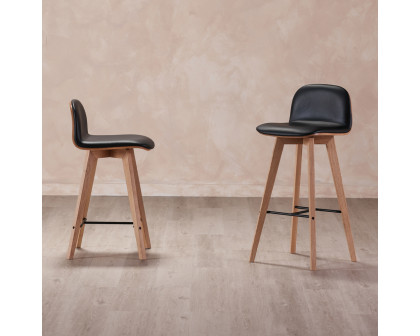 Moe's Napoli Leather Bar Stool - Black