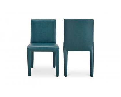 Moe's Monte Contemporary Dining Chair Set of 2 - Teal, Vegan Leather