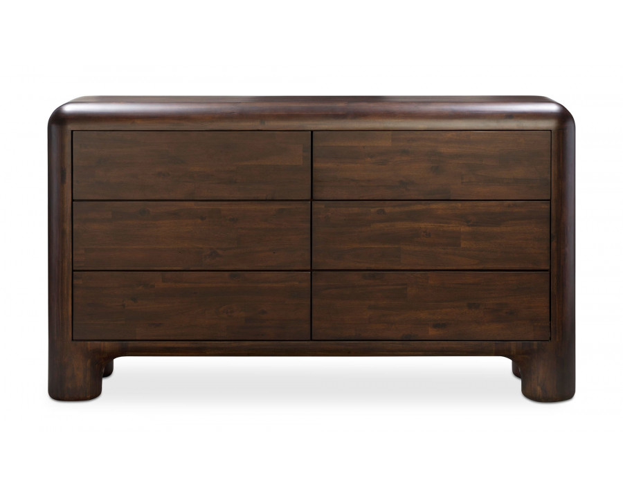 Moe's - Rowan Mid-Century Modern 6 Drawers Dresser in Dark Brown