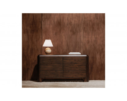 Moe's - Rowan Mid-Century Modern 6 Drawers Dresser in Dark Brown