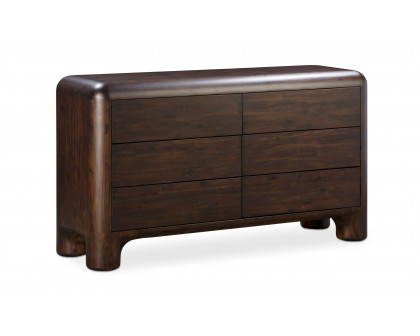 Moe's - Rowan Mid-Century Modern 6 Drawers Dresser in Dark Brown