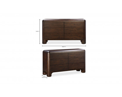 Moe's - Rowan Mid-Century Modern 6 Drawers Dresser in Dark Brown