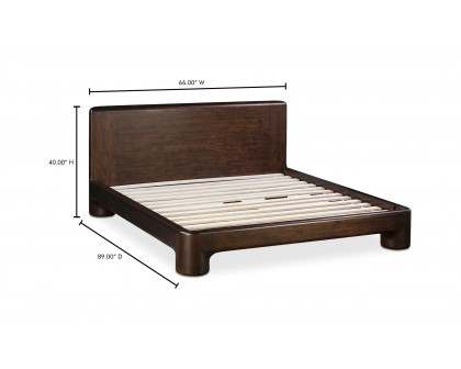 Moe's Rowan Mid-Century Modern Queen Size Bed - Dark Brown