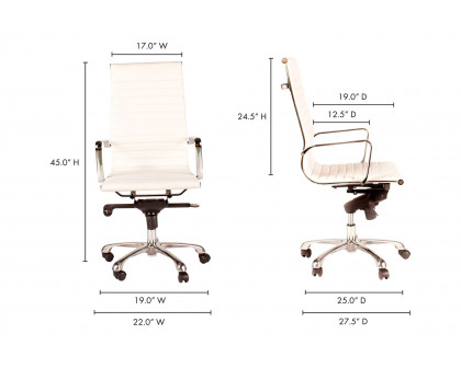 Moe's Studio Office Chair High Back - White