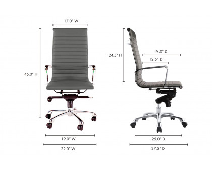 Moe's Studio Office Chair High Back - Gray