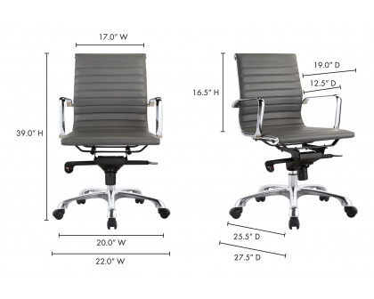 Moe's Studio Office Chair Low Back - Gray