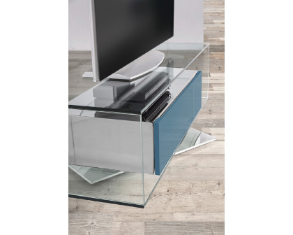 Nacher Fox TV Unit - Wood White Base, Glass Top