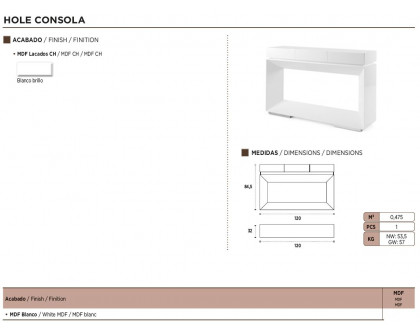 Nacher - Hole Console in White, MDF