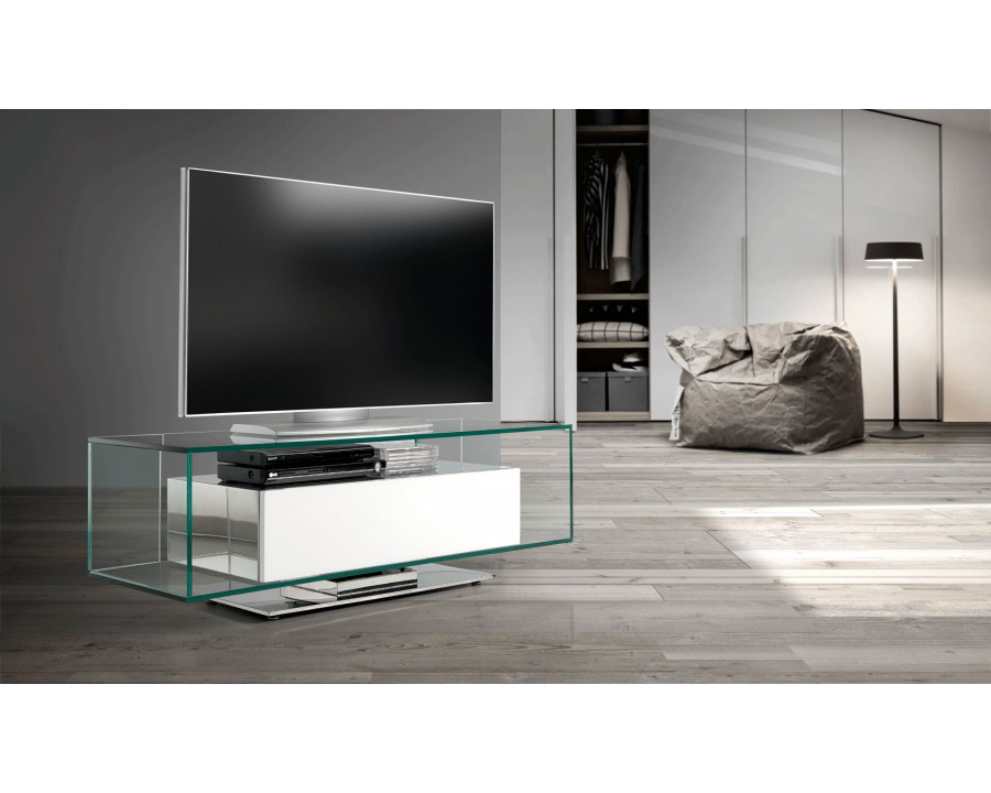 Nacher Fox TV Unit - Wood Sample RAL Base, Glass Top