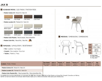 Nacher Jax Dining Chair - Wood CH Legs, Series B Upholstery