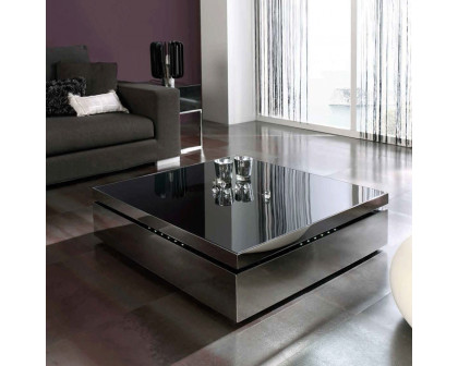 Nacher Raf Coffee Table - Stainless Steel Base, Glass Top