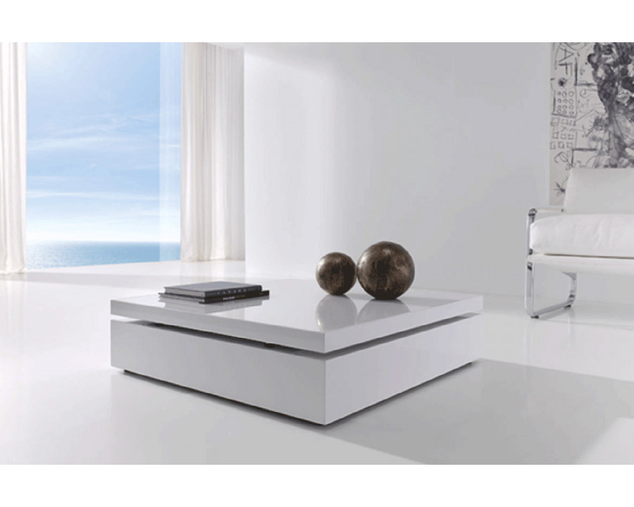 Nacher Raf Coffee Table - MDF White Base, Glass Top