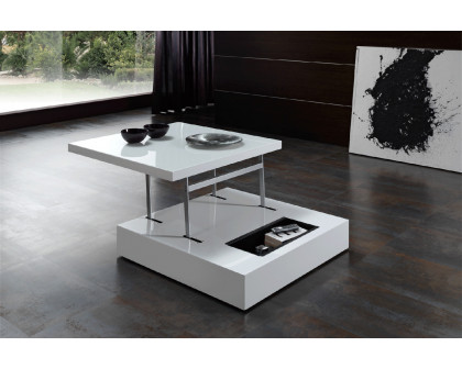 Nacher Raf Coffee Table - MDF White Base, Glass Top