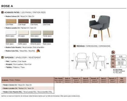 Nacher Rose Armchair - Painted CH Legs, Series A Upholstery