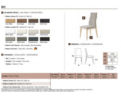 Nacher - Bo Dining Chair in Wood CH Legs, Series A Upholstery