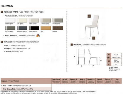 Nacher - Hermes Dining Chair in Painted CH Legs, Series A Upholstery