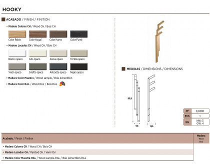 Nacher Hooky Coat Hanger - Wood Sample RAL
