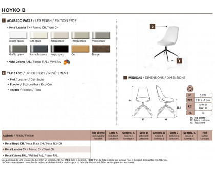 Nacher Hoyko Dining Chair - Metal Black CH Legs, Series B Upholstery