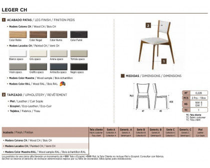 Nacher Leger Dining Chair - Wood CH Legs, Series A Upholstery