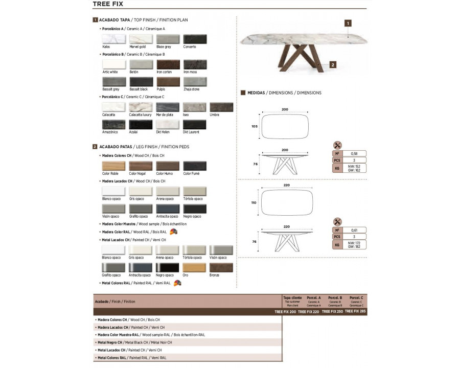 Nacher Tree Fixed Oval Dining Table - Wood Sample RAL Legs, Ceramic B Top