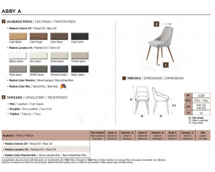 Nacher - Abby A Dining Chair in Wood CH Legs, Series A Upholstery