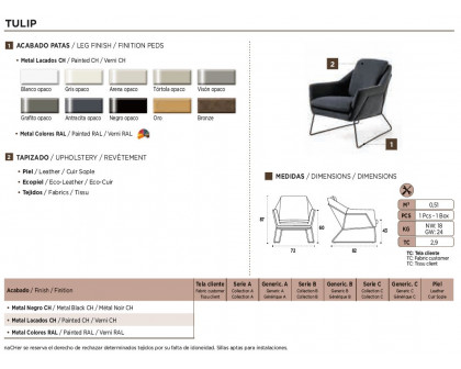 Nacher Tulip Small Armchair - Painted RAL Legs, Series B Upholstery