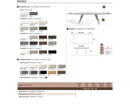 Nacher Tabolo Extendable Rectangular Dining Table - Painted RAL Legs, Ceramic A Top