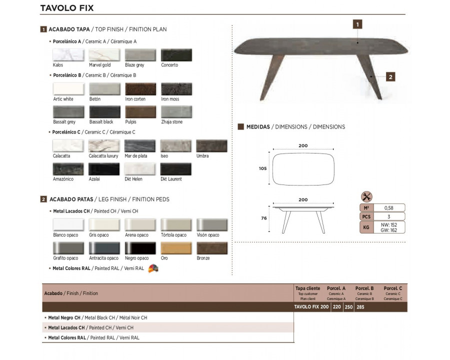 Nacher Tabolo Fixed Oval Dining Table - Metal Black CH Legs, Ceramic A Top