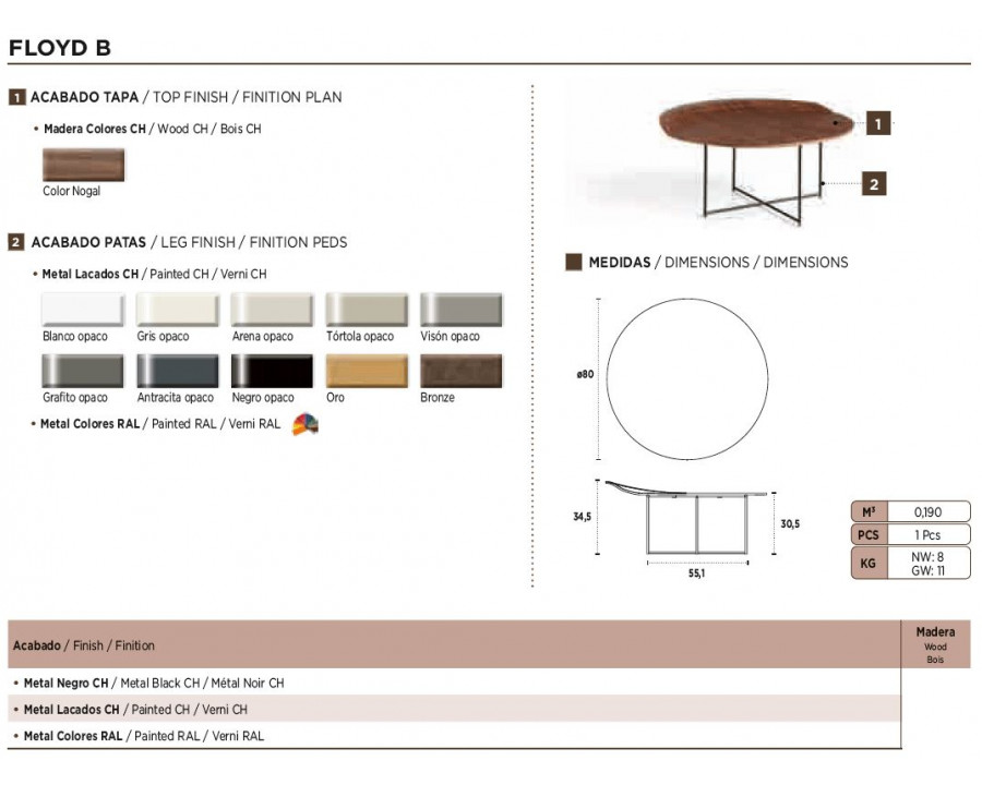 Nacher Floyd Round Large Side Table - Painted RAL Legs