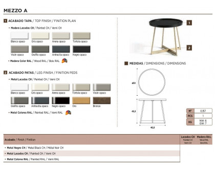 Nacher Mezzo Round End Table - Metal Black CH Legs, Painted CH Top