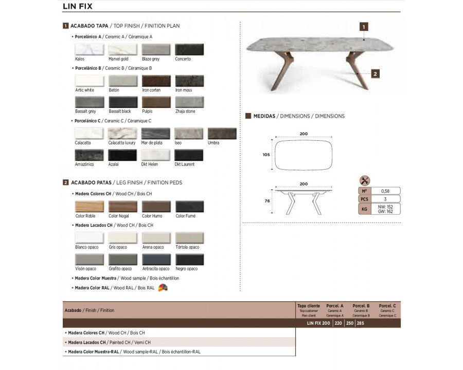 Nacher Lin Fixed Oval Dining Table - Wood CH Legs, Ceramic A Top