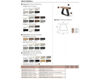 Nacher Urus Console - Wood Sample RAL Base, Ceramic B Top